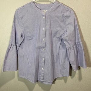 J crew striped button up shirt collarless‎